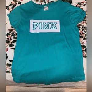 PINK Victorious Secret teal Women’s Size Extra Small T-Shirt.